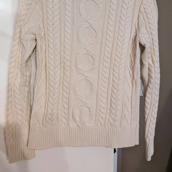 L.L. Bean Womens Double L Cable Knit Crewneck Sweater Bone Small NWOT - Picture 8 of 8